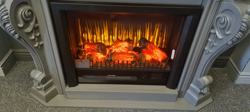 Modern Neoclassical Polyurethane Fireplace Design in Grey Tones