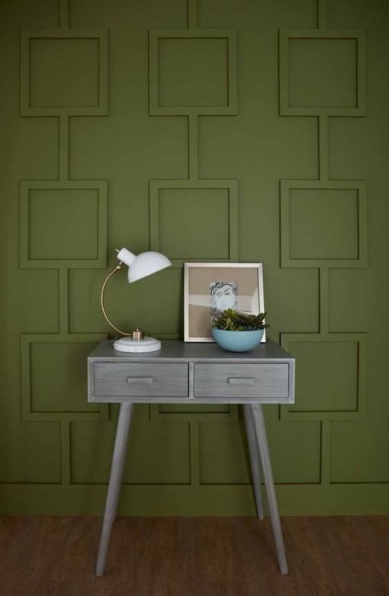 Pannelli Parete Geometrici in Design d'Interni Moderno Verde Oliva
