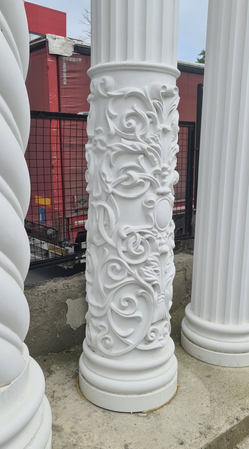 Barok Esintili Floral Motifli Poliüretan Sütun Kaplama