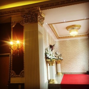 Pilastri a Foglia d'Oro e Arte del Soffitto in Spazi Neoclassici