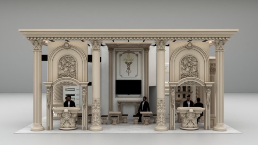 Design Neoclassico in Poliuretano per Stand e Ingressi Ufficio