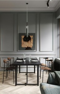 Sala da Pranzo Moderna con Toni Fumé e Modanature Geometriche