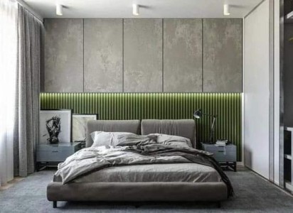 Armonia tra Texture Industriale e Naturale nel Design Moderno della Camera da Letto