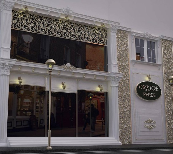 Facciata Negozio Neoclassica: Design in Poliuretano per Orchid Curtain