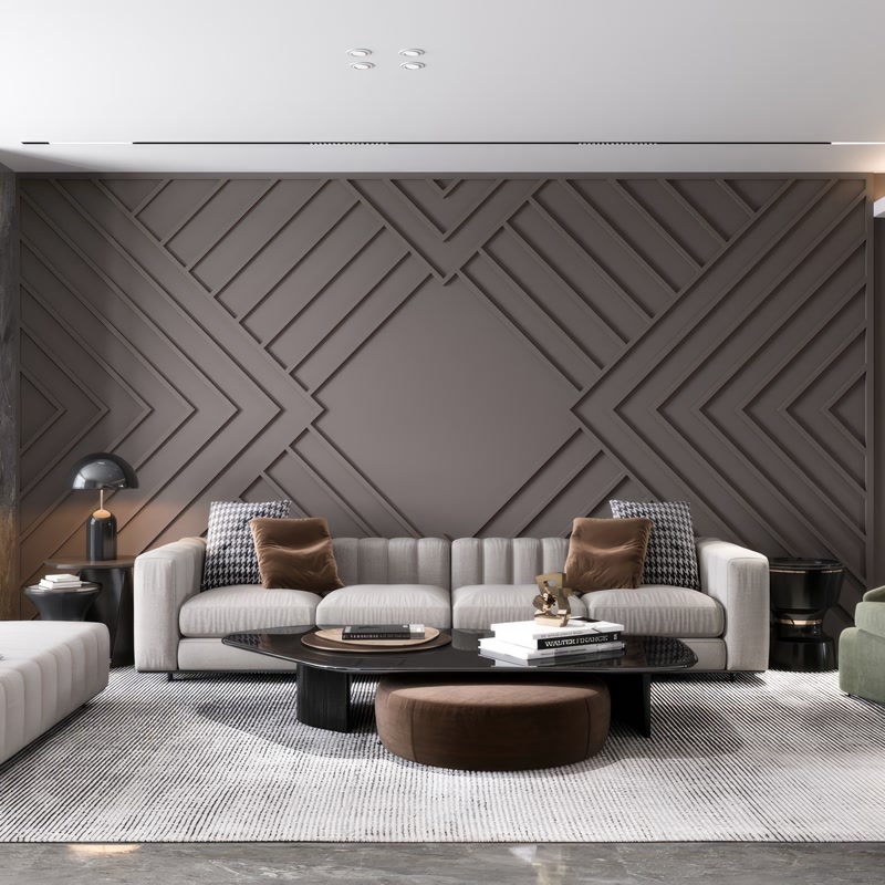 Parete d'Accento Geometrica e Design Moderno del Soggiorno Polure