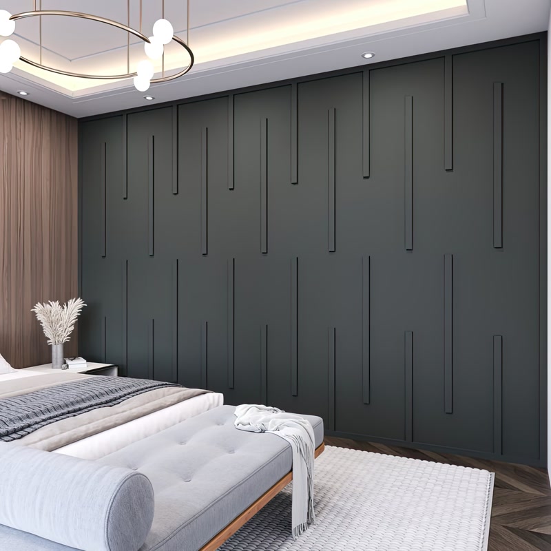 Design Geometrico Moderno su Pannelli Parete Antracite