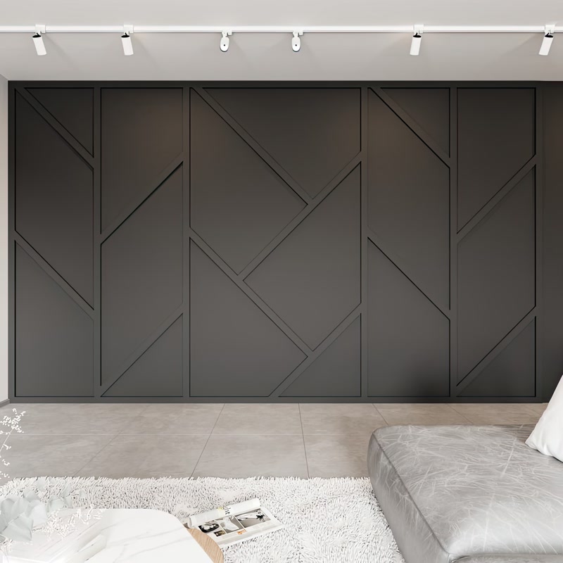 Antrasit Modern Geometrik Duvar Panelleme Tasarımı