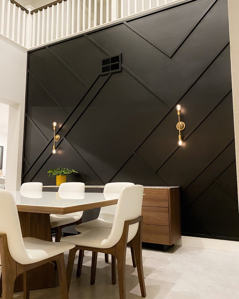 Pannelli Parete Geometrici per una Sala da Pranzo Moderna