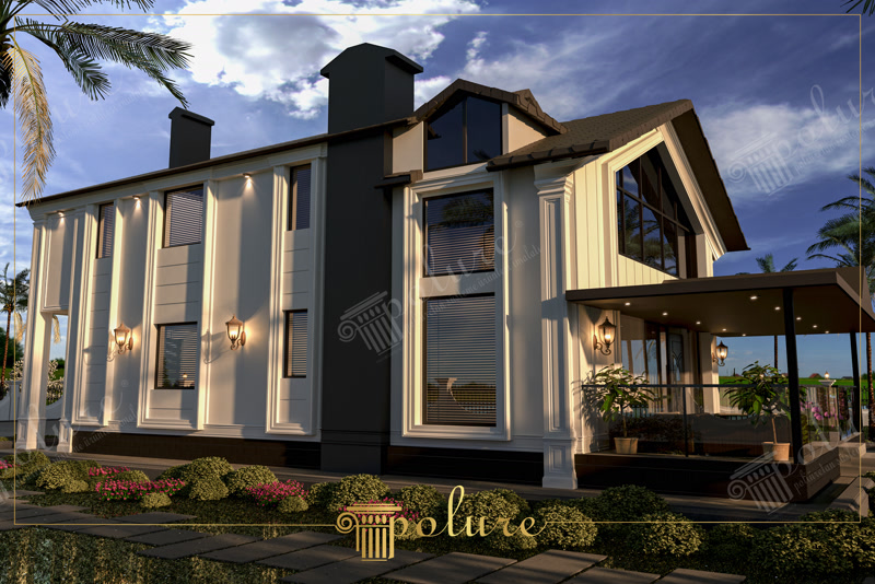 Siyah Beyaz Kontrastlı Modern Villa Dış Cephe Tasarımı