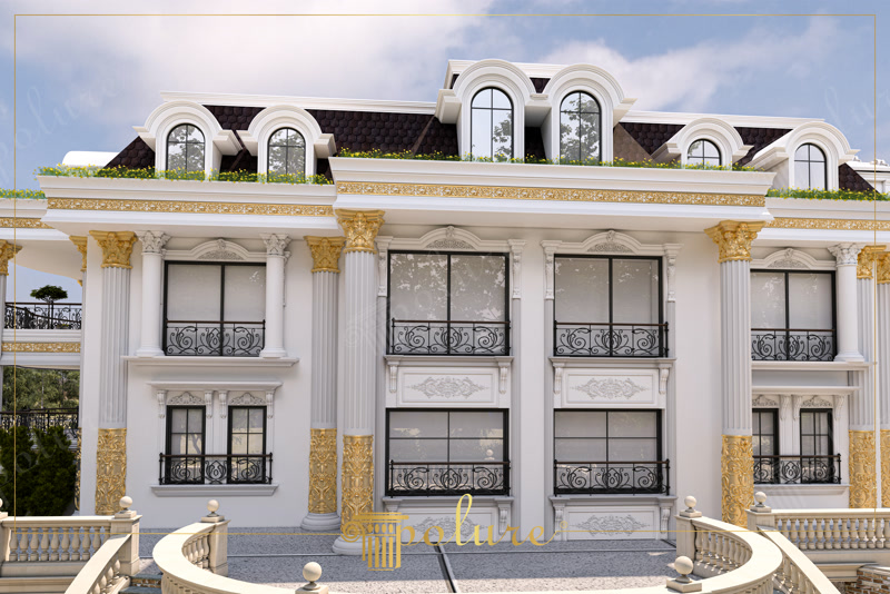 Neoklasik Villa Mimarisi: Altın Varaklı Poliüretan Sütun ve Söve Tasarımı