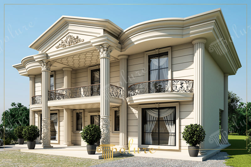 Neoklasik Villa Cephesinde İhtişamlı Sütun ve Söve Tasarımı