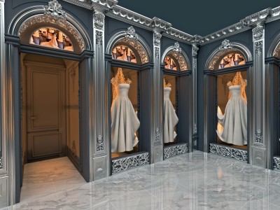 Decorazione di Lusso per Atelier Sposa in Antracite e Argento