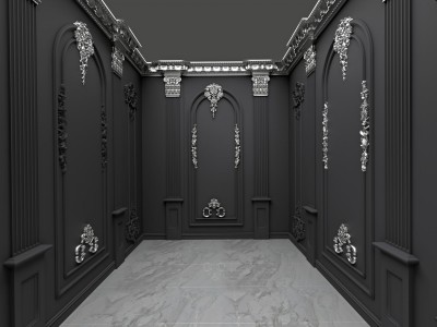 Design Corridoio Neoclassico con Dettagli Antracite e Argento