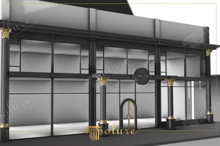 Design di Colonne Corinzie Foglia Oro su Facciata Antracite