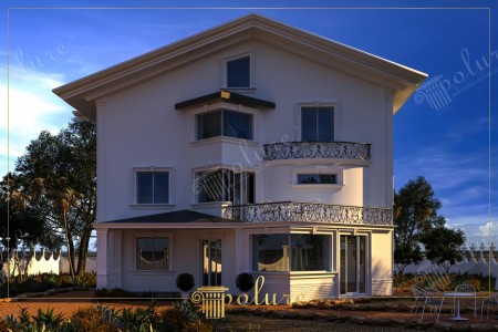 Design di Villa Moderna a Tre Piani con Tocchi di Facciata in Poliuretano
