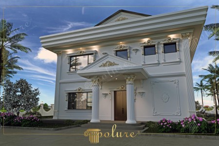 Design di Villa Neoclassica con Facciata in Poliuretano e Oro