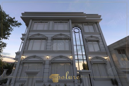 Design Moderno di Facciate con Mostre e Archi in Poliuretano
