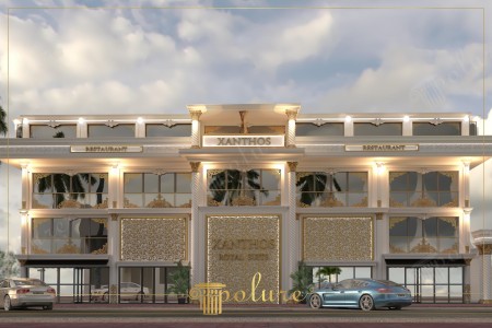 Design Architettonico Classico per Esterni Commerciali con Fregi Oro