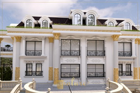 Architettura Villa Neoclassica: Colonne in Poliuretano Foglia d'Oro