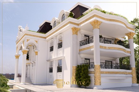 Arte Architetturale: Villa di Lusso con Dettagli in Oro