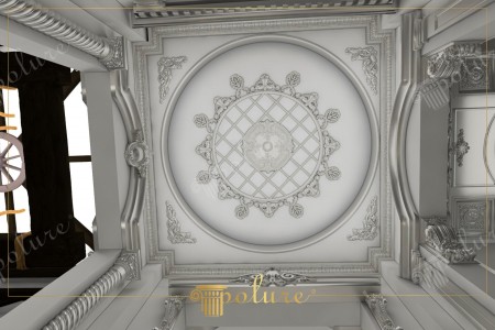 Design Ufficio Neoclassico: L'Arte della Decorazione Geometrica a Soffitto