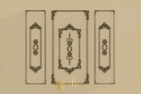 Design Parete Neoclassico con Pannelli e Motivi in Poliuretano
