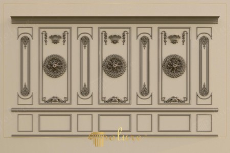 Design Boiserie Arricchito con Decorazioni Murali Neoclassiche