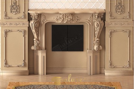 Cornice per Camino in Stile Neoclassico e Modanature Parete