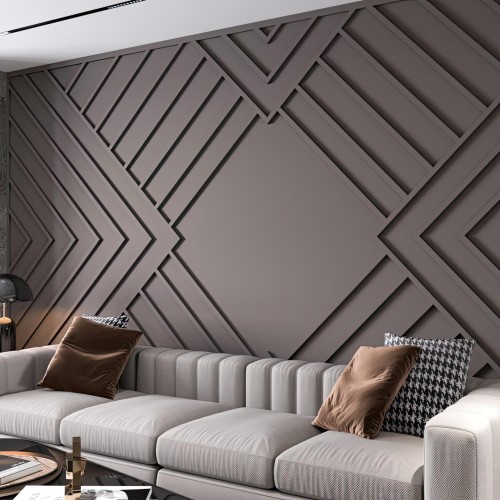 Geometrik Mat Duvar Panelleri ile Sofistike Salon Tasarımı