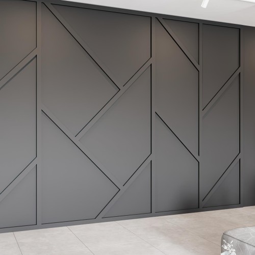 Geometrik Hatlarla Zenginleşen Antrasit Modern Duvar Paneli