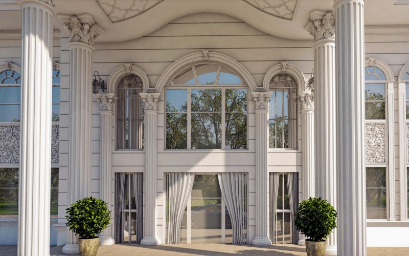 Design di Colonne e Archi in Poliuretano di Ispirazione Neoclassica