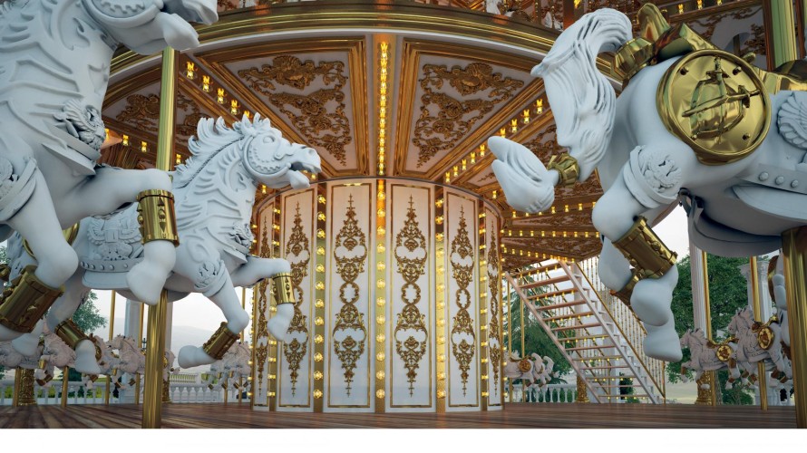 Polyurethane Art and Gold Accents in Classic Carousel Design