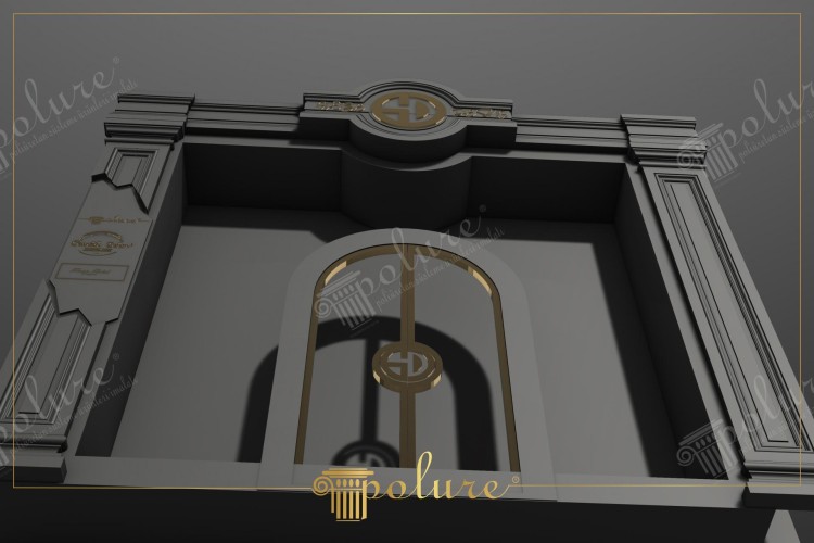 Design Ingresso Negozio Moderno: Eleganza Antracite e Oro Polure