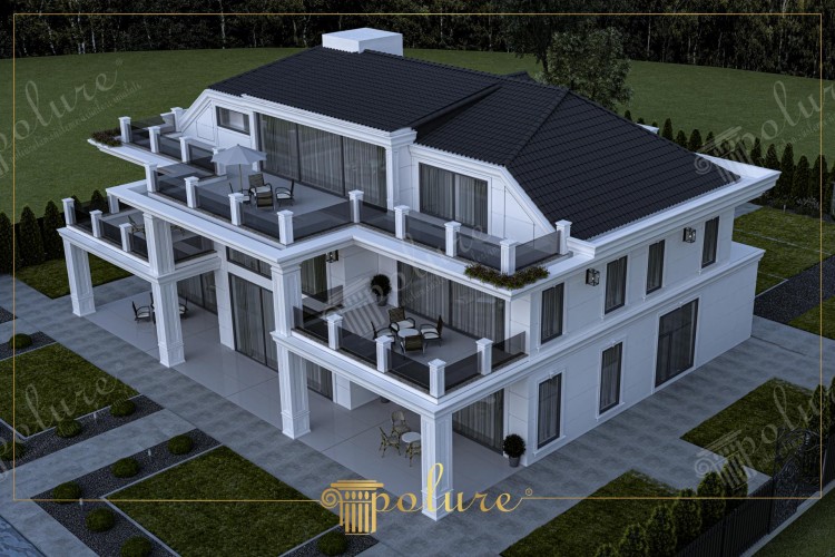 Design Facciata Villa Moderna con Tocchi Neoclassici