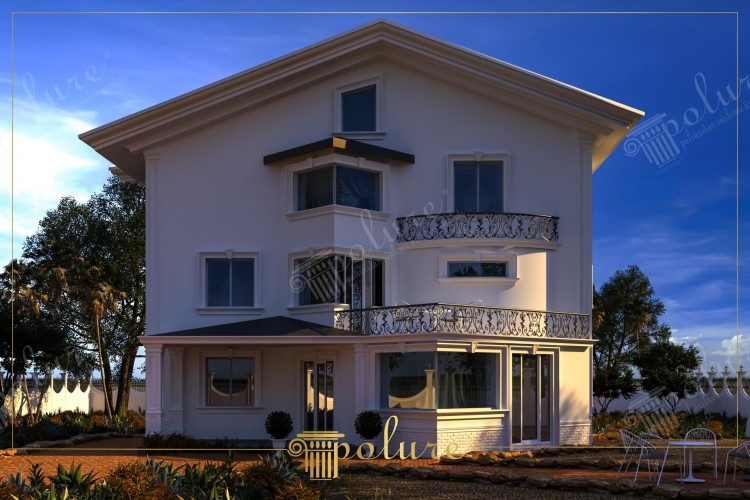 Design di Villa Moderna a Tre Piani con Tocchi di Facciata in Poliuretano