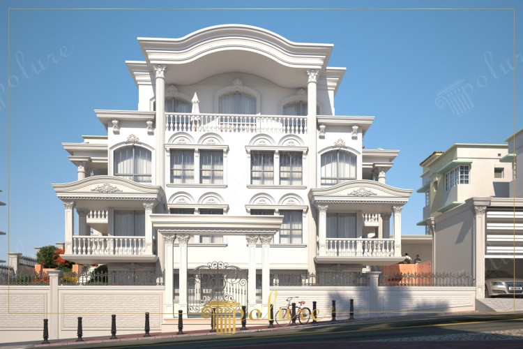 Design di Ville Neoclassiche con Facciate e Colonne in Poliuretano