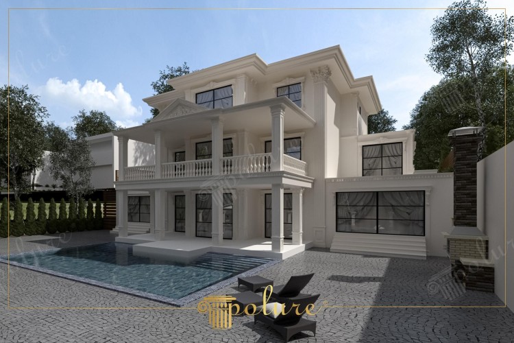Decorazione Esterna per Villa Neoclassica con Colonne in Poliuretano