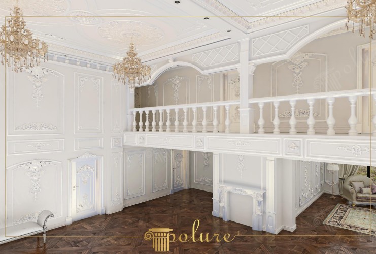 Design Villa Neoclassica: Maestoso Soppalco e Decorazioni Murali
