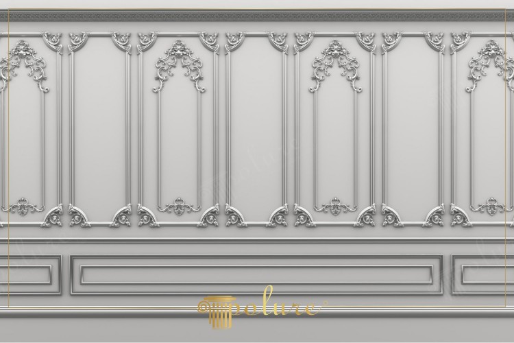 Design di Pareti Neoclassiche con Rilievi e Cornici in Poliuretano
