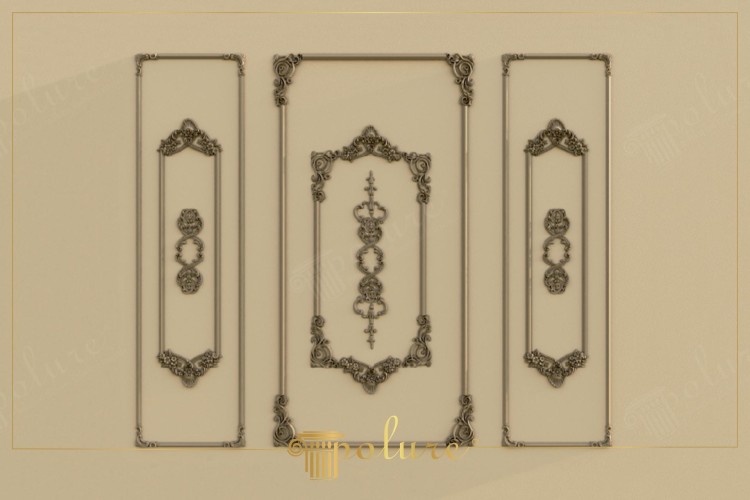 Design Parete Neoclassico con Pannelli e Motivi in Poliuretano