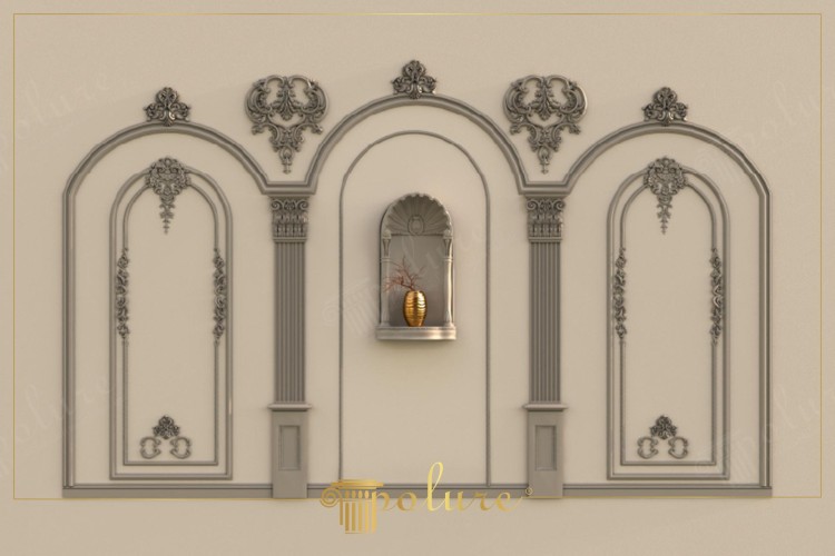 Design Parete Neoclassico: Pilastri e Nicchia Decorativa