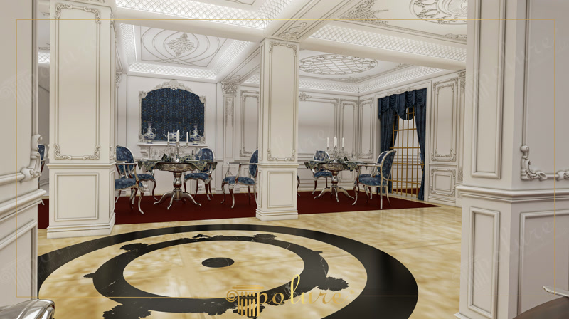 Design Neoclassico per Sale VIP con Decorazioni in Poliuretano Polure