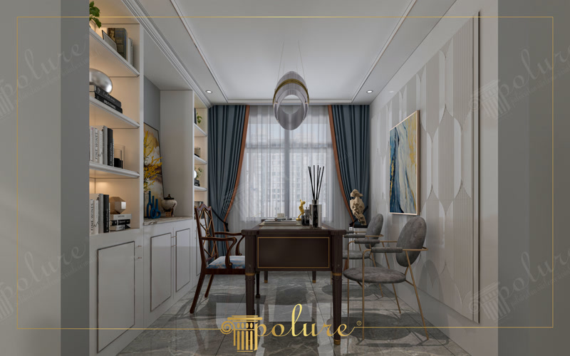 Neoclassical & Modern Study Room Wall Decoration with Polure