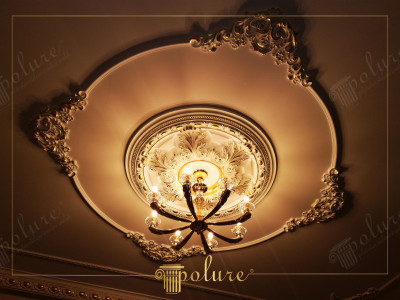 Baroque Style Polyurethane Ceiling Art in Luxury Living Rooms