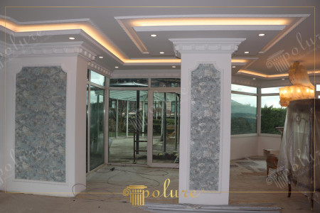 Modern Living Room Design with Polyurethane Columns and Cove Lighting