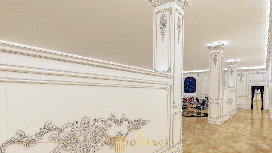 Design Neoclassico per Sale Matrimoni con Colonne e Pannelli Polure