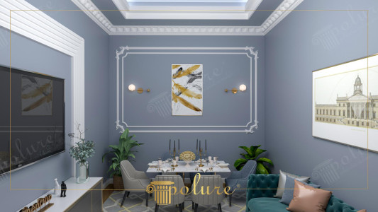 Boiserie Moderna Neo-Classica per Sala da Pranzo in Toni Blu Antracite