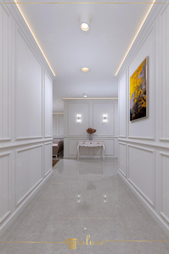 Design di Corridoio Neoclassico con Boiserie in Poliuretano