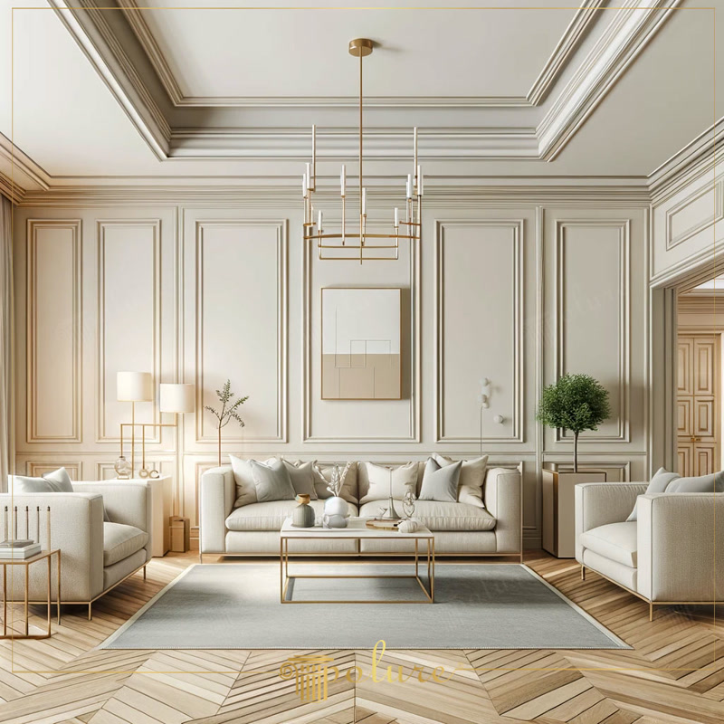 Fransız Neoklasik Esintili Modern Salon ve Duvar Çıtalama
