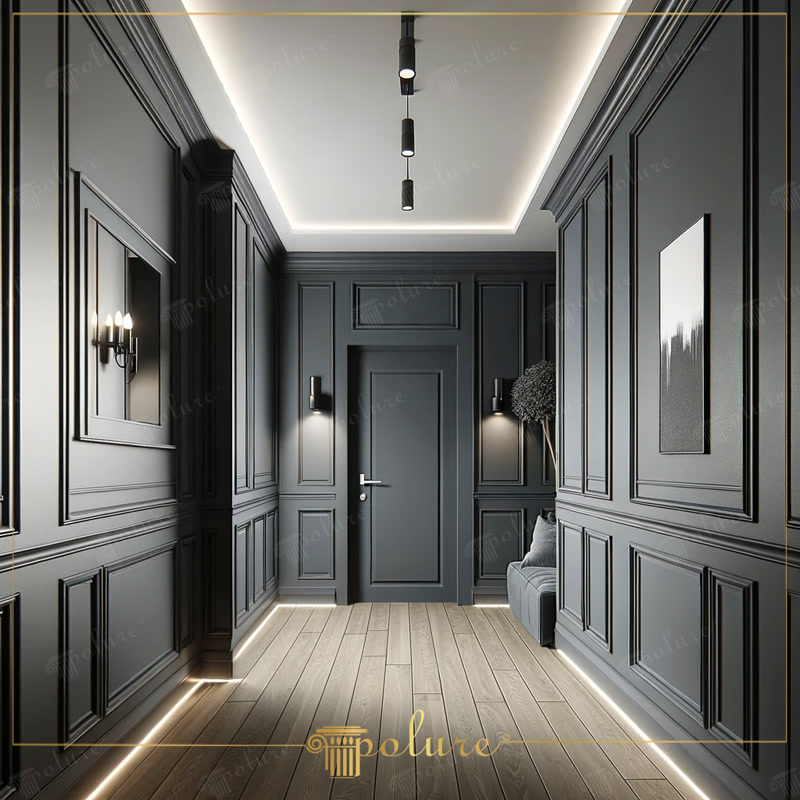 Modern Anthracite Hallway Design with Polyurethane Wall Panels